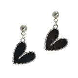 105669, HEART ENAMEL STAINLESS STEEL DANGLE EARRING