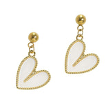105669, HEART ENAMEL STAINLESS STEEL DANGLE EARRING