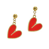 105669, HEART ENAMEL STAINLESS STEEL DANGLE EARRING