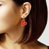 105669, HEART ENAMEL STAINLESS STEEL DANGLE EARRING