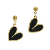 105669, HEART ENAMEL STAINLESS STEEL DANGLE EARRING