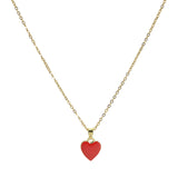 105670, DAINTY HEART ENAMEL STAINLESS STEEL PENDANT NECKLACE