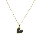 105671, HEART ENAMEL STAINLESS STEEL PENDANT NECKLACE