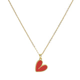 105671, HEART ENAMEL STAINLESS STEEL PENDANT NECKLACE
