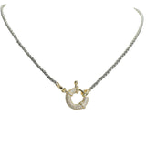 105685, 14K GOLD PLATED, MICRO PAVE CUBIC ZIRCONIA ACCENT DESIGNER INSPIRED NECKLACE