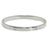 105687, CUBIC ZIRCONIA ACCENT STAINLESS STEEL BANGLE BRACELET