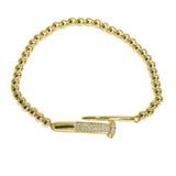 105688, KNOT PAVE CUBIC ZIRCONIA ACCENT STAINLESS STEEL BEADED STRETCH BRACELET