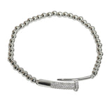 105688, KNOT PAVE CUBIC ZIRCONIA ACCENT STAINLESS STEEL BEADED STRETCH BRACELET