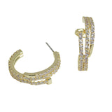 105704, 14K GOLD PLATED, KNOT PAVE CUBIC ZIRCONIA ACCENT DESIGNER INSPIRED HOOP EARRING