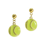 105714, SOFTBALL ENAMEL STAINLESS STEEL DANGLE EARRING