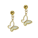 105715, BUTTERFLY MOTHER OF PEARL STAINLESS STEEL DANGLE EARRING