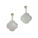 105716, CLOVER MOTHER OF PEARL STAINLESS STEEL DANGLE EARRING