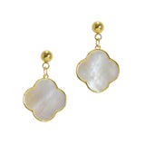 105716, CLOVER MOTHER OF PEARL STAINLESS STEEL DANGLE EARRING