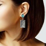 105721, WESTERN TRIBE ENGRAVED RECTANGLE DANGLE EARRING