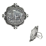 105728, WESTERN BUFFALO ENGRAVED COIN RING