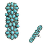 105731, LONG WESTERN FLOWER TURQUOISE STONE RING