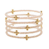 105734, CROSS BALL ACCENT MULTI LAYERED BEADED STRETCH BRACELET