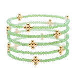 105734, CROSS BALL ACCENT MULTI LAYERED BEADED STRETCH BRACELET