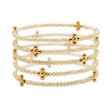 105734, CROSS BALL ACCENT MULTI LAYERED BEADED STRETCH BRACELET