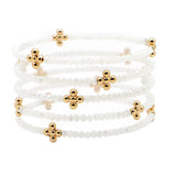 105734, CROSS BALL ACCENT MULTI LAYERED BEADED STRETCH BRACELET
