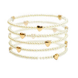 105736, HEART ACCENT MULTI LAYERED PEARL BEADED STRETCH BRACELET