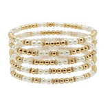 105742, PEARL, BALL MULTI LAYERED STRETCH BRACELET