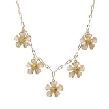 105745, FLOWER ENAMEL PAINTED ACCENT MULTI CHARM NECKLACE
