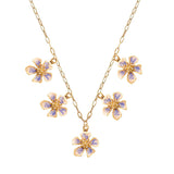 105745, FLOWER ENAMEL PAINTED ACCENT MULTI CHARM NECKLACE