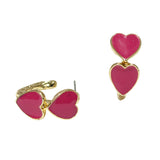 105747, ENAMEL HEART ACCENT POST HOOP EARRING