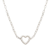 105748, CUTOUT HEART PEARL PENDANT NECKLACE
