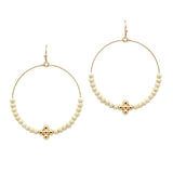105750, CROSS BALL ACCENT STONE BEADED DANGLE EARRING