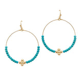 105750, CROSS BALL ACCENT STONE BEADED DANGLE EARRING