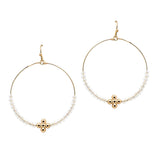 105751, CROSS BALL ACCENT GLASS BEADED DANGLE EARRING