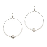 105751, CROSS BALL ACCENT GLASS BEADED DANGLE EARRING