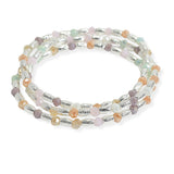 105754, TEXTURED BARREL ACCENT MULTI LAYERED BEADED STRETCH BRACELET
