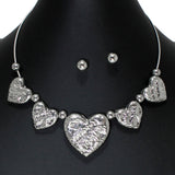 105760, HAMMERED HEART STATION CHOKER NECKLACE