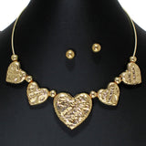105760, HAMMERED HEART STATION CHOKER NECKLACE