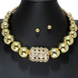 105762, RHINESTONE GEOMETRIC ACCENT CHUNKY BALL CHOKER NECKLACE