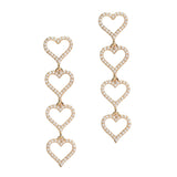 105775, CUTOUT HEART PEARL STUDDED DROP DANGLE EARRING