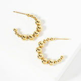 105798, WATER TARNISH RESISTANT, STAINLESS STEEL, RIPPLE EFFECT, BALL BEADED HOOP EARRING