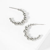 105798, WATER TARNISH RESISTANT, STAINLESS STEEL, RIPPLE EFFECT, BALL BEADED HOOP EARRING