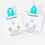 105800, WATER TARNISH RESISTANT, STAINLESS STEEL, DROPPING WATER, STUD EARRING
