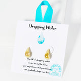 105800, WATER TARNISH RESISTANT, STAINLESS STEEL, DROPPING WATER, STUD EARRING