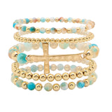 105802, CROSS WITH RESIN BEADED MULTI LAYERED STRETCH BRACELET