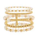 105802, CROSS WITH RESIN BEADED MULTI LAYERED STRETCH BRACELET