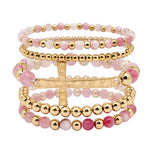 105802, CROSS WITH RESIN BEADED MULTI LAYERED STRETCH BRACELET