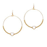 105803, ENAMEL HEART ACCENT BALL BEADED ROUND DANGLE EARRING