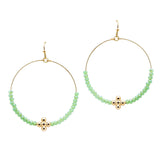 105804, CROSS BALL ACCENT BEADED ROUND DANGLE EARRING