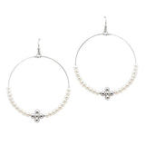 105805, CROSS BALL ACCENT PEARL BEADED DANGLE EARRING