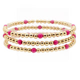 105809, SEMI PRECIOUS STONE ACCENT MULTI LAYERED BALL BEADED STRETCH BRACELET